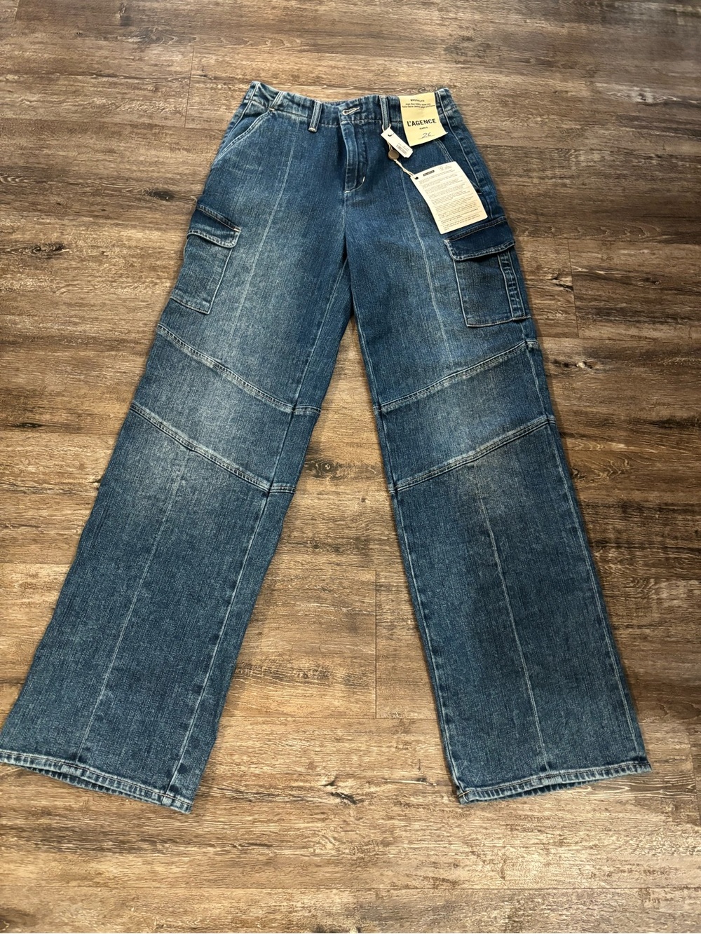 L'AGENCE Light Blue Denim Jeans high rise, utility wide leg